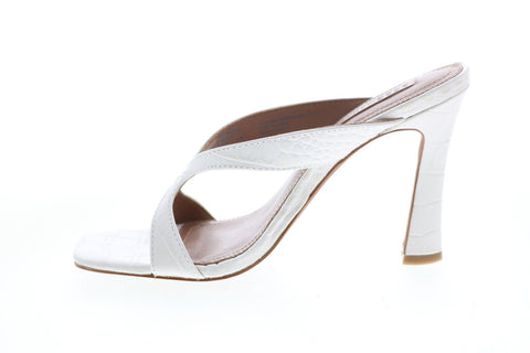 BCBG Max Azria Ines Croco Emboss 34AZ125-CHK Womens White Strap Heels Shoes