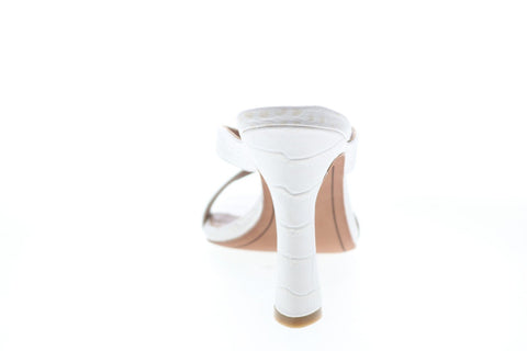 BCBG Max Azria Ines Croco Emboss 34AZ125-CHK Womens White Strap Heels Shoes