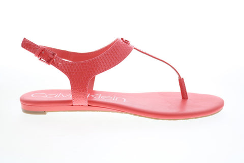 Calvin Klein Shellie Mini Python Patent Smooth Womens Pink Sandals Shoes