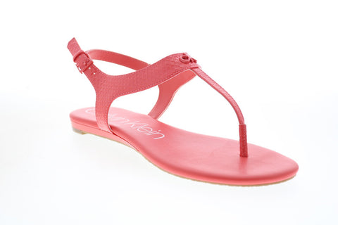 Calvin Klein Shellie Mini Python Patent Smooth Womens Pink Sandals Shoes