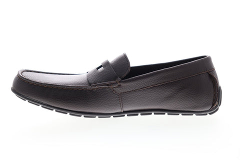 Calvin Klein Ivan Tumbled 34F0234-DBN Mens Brown Leather Casual Slip On Loafers Shoes