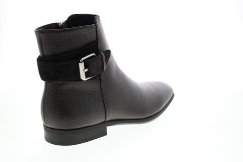Calvin Klein Lorenzo Tumbled Leather Calf Suede Mens Brown Casual Dress Boots