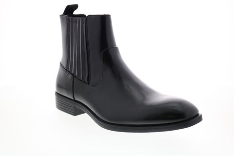 Calvin Klein Cliff Box Leather 34F0967-BLK Mens Black Slip On Chelsea Boots