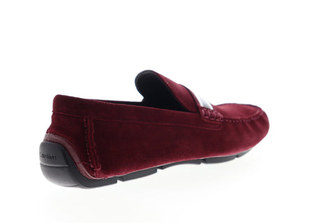 Calvin Klein Kashton Calf 34F0992-OXB Mens Red Suede Casual Slip On Loafers Shoes