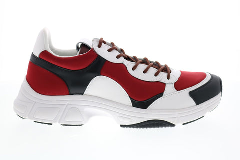Calvin Klein Daxton Nappa Smooth Calf Leather Mens Red Designer Sneakers Shoes