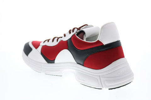 Calvin Klein Daxton Nappa Smooth Calf Leather Mens Red Designer Sneakers Shoes