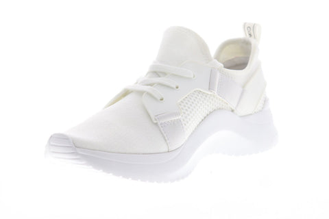 Calvin Klein Unni Textured Knit Mens White Canvas Designer Sneakers Shoes