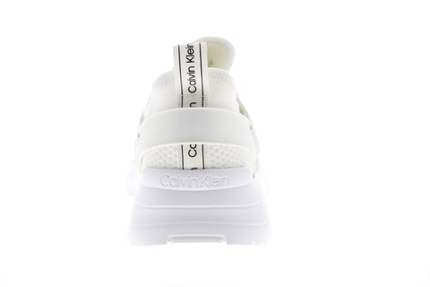 Calvin Klein Unni Textured Knit Mens White Canvas Designer Sneakers Shoes