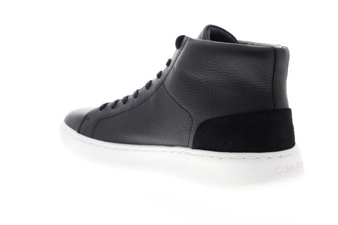 Calvin Klein Frey Soft Tumbled 34F1288-BLK Mens Black Leather Casual Fashion Sneakers Shoes
