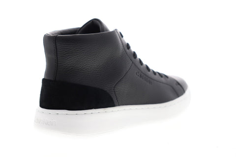 Calvin Klein Frey Soft Tumbled 34F1288-BLK Mens Black Leather Casual Fashion Sneakers Shoes