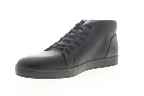 Calvin Klein Torrell Soft Tumbled Leather 34F2051-BBK Mens Black Leather Designer Sneakers Shoes