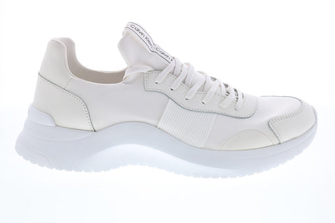 Calvin Klein Uzzle Nappa Smooth Calf 34F2052-WHT Mens White Designer Sneakers Shoes