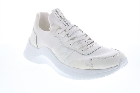 Calvin Klein Uzzle Nappa Smooth Calf 34F2052-WHT Mens White Designer Sneakers Shoes