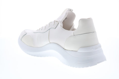 Calvin Klein Uzzle Nappa Smooth Calf 34F2052-WHT Mens White Designer Sneakers Shoes