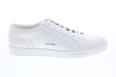 Calvin Klein Boone Small Grain Smooth 34F2075-WHT Mens White Designer Sneakers Shoes