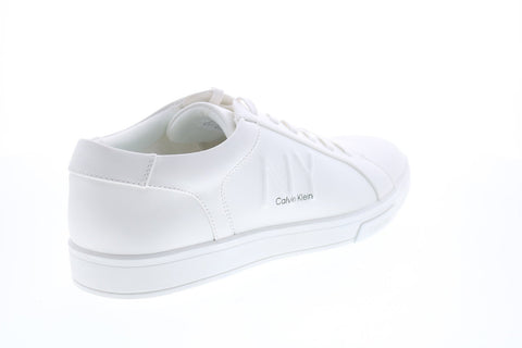 Calvin Klein Boone Small Grain Smooth 34F2075-WHT Mens White Designer Sneakers Shoes