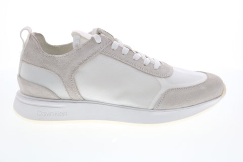 Calvin Klein Delbert Translucent Mesh Silky Suede Mens White Designer Sneakers Shoes