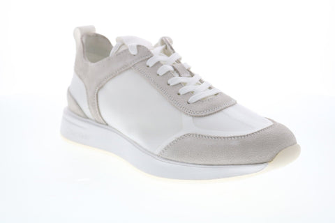 Calvin Klein Delbert Translucent Mesh Silky Suede Mens White Designer Sneakers Shoes