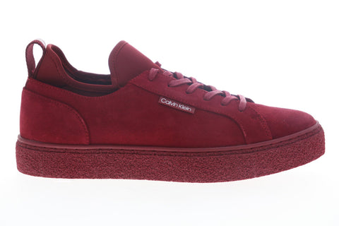Calvin Klein Ellison Hi Suede Neoprene 34F2129-BAQ Mens Red Suede Designer Sneakers Shoes