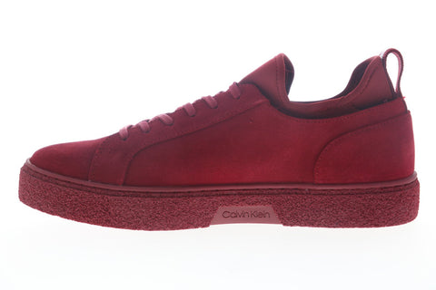 Calvin Klein Ellison Hi Suede Neoprene 34F2129-BAQ Mens Red Suede Designer Sneakers Shoes