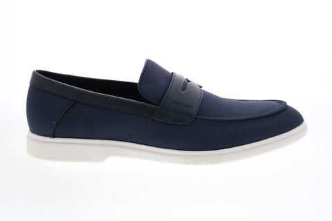 Calvin Klein Trapper Ballistic Nylon Small Grain Smth Mens Blue Loafers Shoes