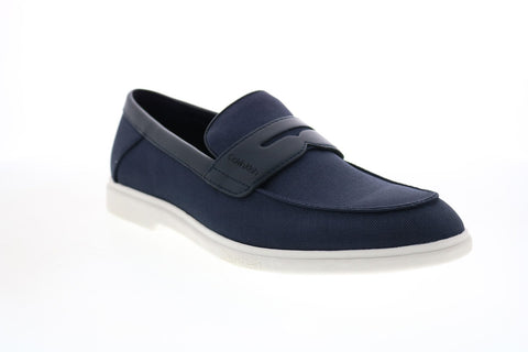 Calvin Klein Trapper Ballistic Nylon Small Grain Smth Mens Blue Loafers Shoes