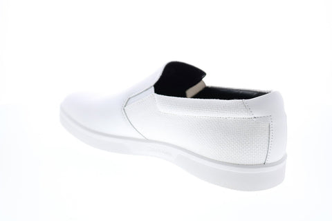 Calvin Klein Ivo Nappa Calf Leather Canvas Mens White Designer Sneakers Shoes