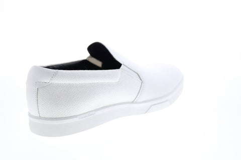 Calvin Klein Ivo Nappa Calf Leather Canvas Mens White Designer Sneakers Shoes