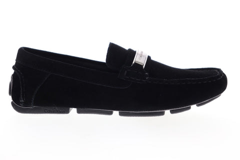 Calvin Klein Marz Silky 34F9416-BLK Mens Black Suede Casual Slip On Loafers Shoes