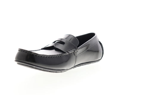 Calvin Klein Ivan Monogram Brush Off Leather Mens Gray Dress Slip On Loafers Shoes