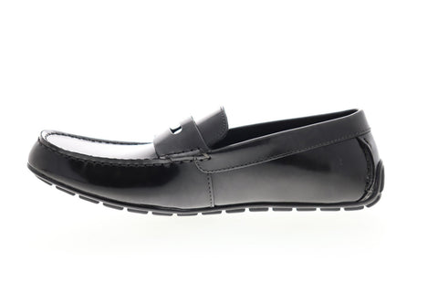 Calvin Klein Ivan Monogram Brush Off Leather Mens Gray Dress Slip On Loafers Shoes