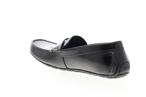 Calvin Klein Ivan Monogram Brush Off Leather Mens Gray Dress Slip On Loafers Shoes