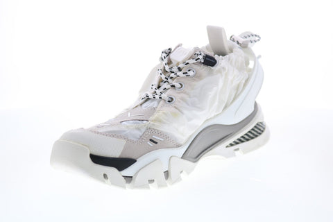 Calvin Klein Caramene Shiny Nylon Suede Womens White Designer Sneakers Shoes