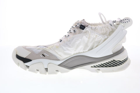 Calvin Klein Caramene Shiny Nylon Suede Womens White Designer Sneakers Shoes