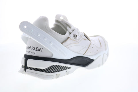 Calvin Klein Carla Distresesed Calf Neoprene Womens White Sneakers Shoes