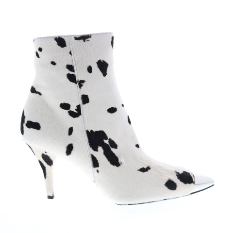 Calvin Klein Rosella Cow Haircalf Womens Whie Black Ankle & Booties Boots