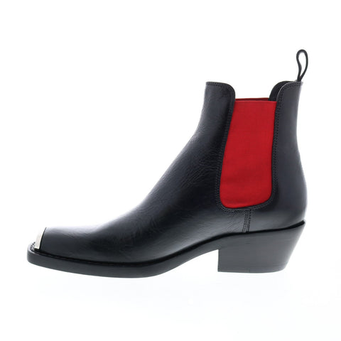 Calvin Klein Western Claire Vitello Vegetale Elastic Womens Black Chelsea Boots