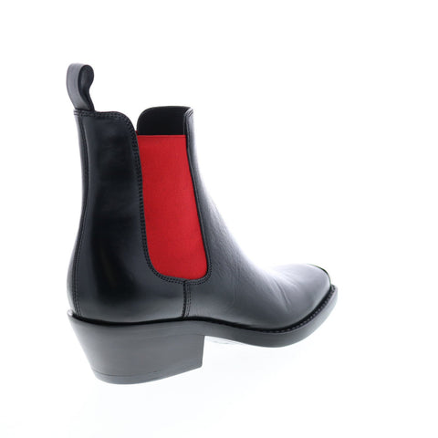 Calvin Klein Western Claire Vitello Vegetale Elastic Womens Black Chelsea Boots