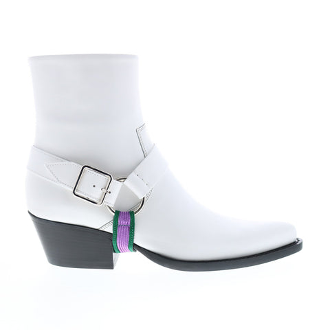 Calvin Klein Tex Harness Shiny Calf Marching Band Womens White Dress Boots
