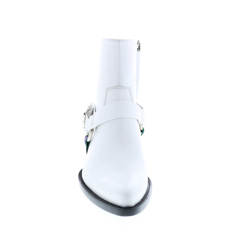 Calvin Klein Tex Harness Shiny Calf Marching Band Womens White Dress Boots