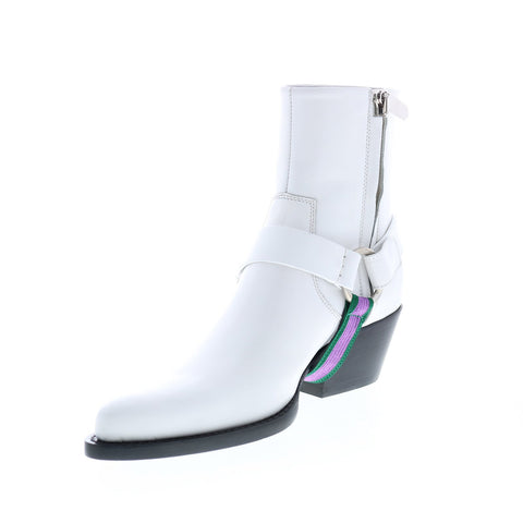 Calvin Klein Tex Harness Shiny Calf Marching Band Womens White Dress Boots