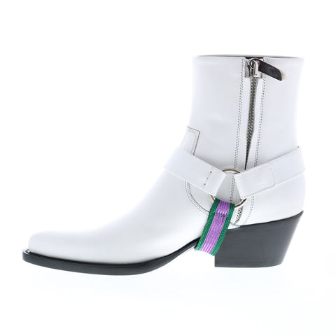 Calvin Klein Tex Harness Shiny Calf Marching Band Womens White Dress Boots