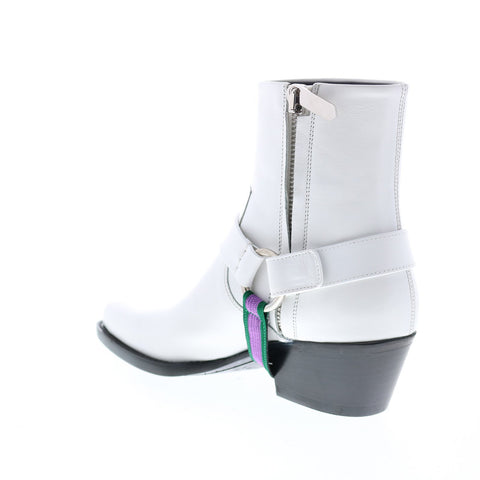 Calvin Klein Tex Harness Shiny Calf Marching Band Womens White Dress Boots