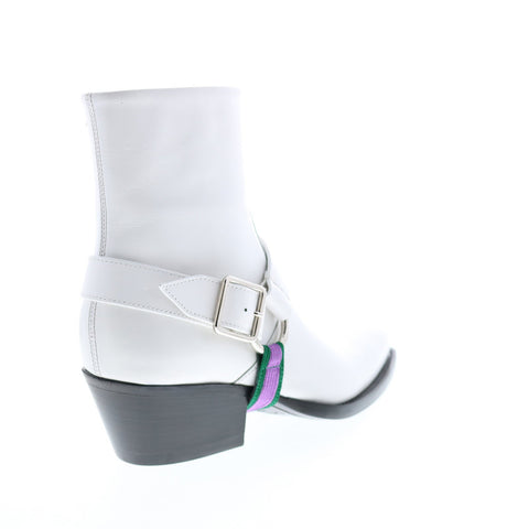 Calvin Klein Tex Harness Shiny Calf Marching Band Womens White Dress Boots