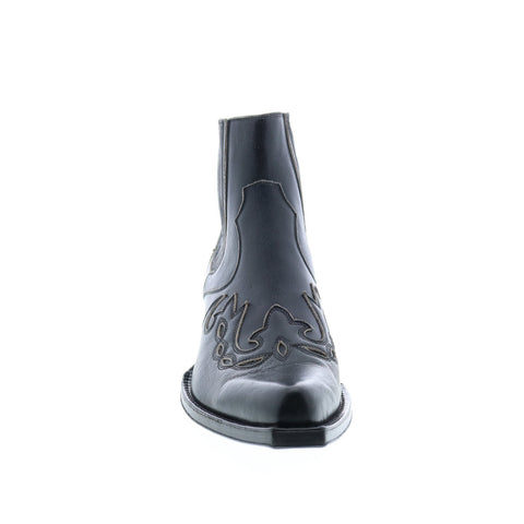 Calvin Klein Cal Calvert Distressed Calf Womens Black Leather Western Boots