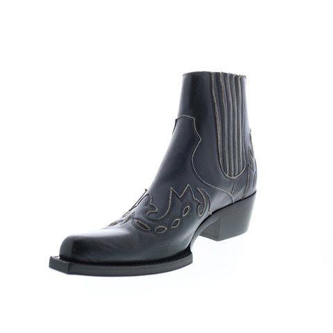 Calvin Klein Cal Calvert Distressed Calf Womens Black Leather Western Boots