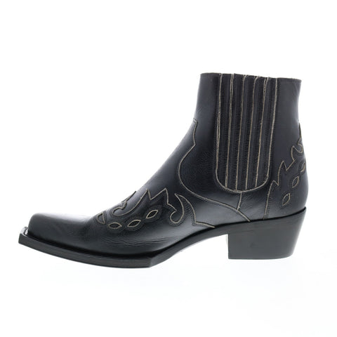 Calvin Klein Cal Calvert Distressed Calf Womens Black Leather Western Boots