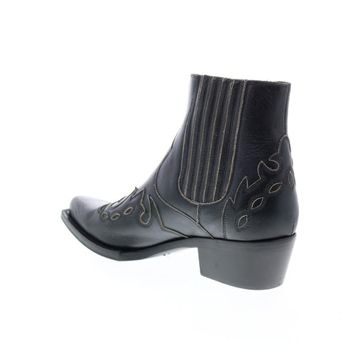 Calvin Klein Cal Calvert Distressed Calf Womens Black Leather Western Boots