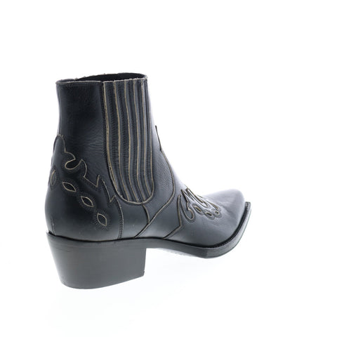 Calvin Klein Cal Calvert Distressed Calf Womens Black Leather Western Boots