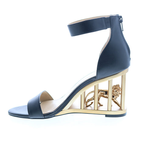 Katy Perry The Leon Womens Black Leather Slip On Strap Heels Shoes